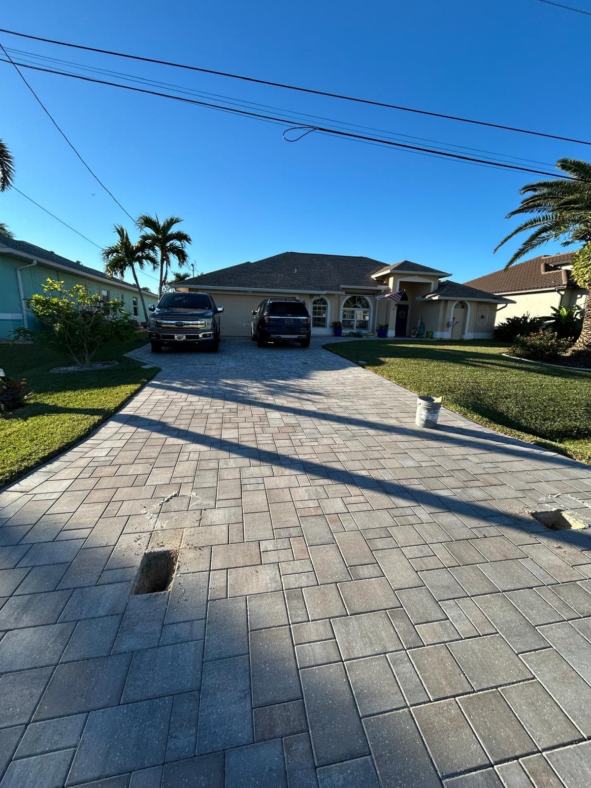 Outdoor living space with pavers